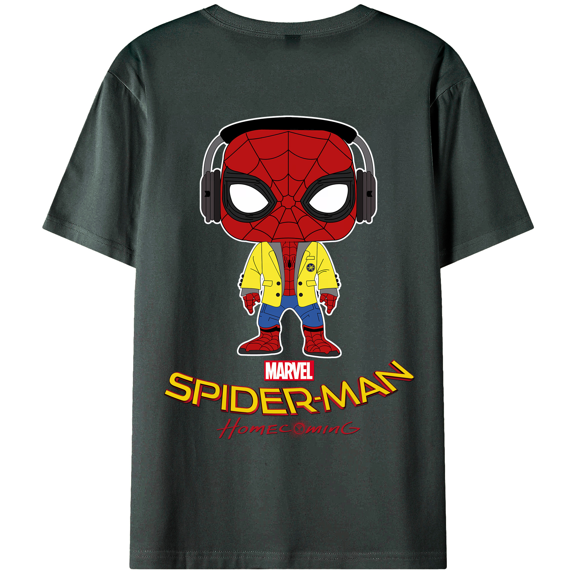 （画像用） Spider Man スパイダーマン 綿100％ メンズ半袖Tシャツ（バックプリント） 通気性